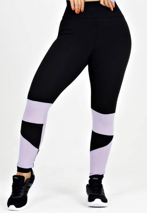 Cropped Em Tela + Calça Legging Com Detalhe Lilás Conjunto Metamorfose